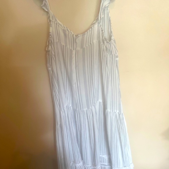 ASOS Blu/whiteStripe Peasant Dress w/embroidery Detail Sz US 10 - Picture 4 of 10